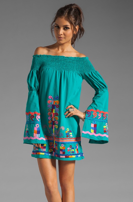 Turquoise off clearance the shoulder dress