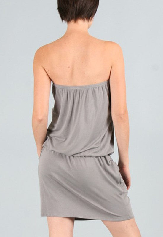 LOOSE POCKET TUBE DRESS(GREY)-JD6871