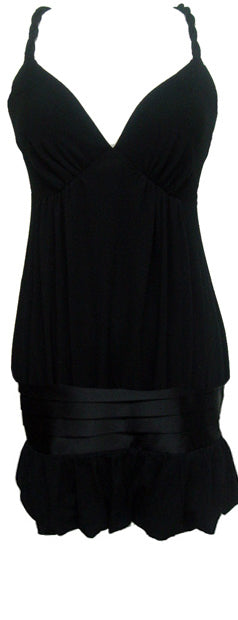 CUMBERBUND FLAPPER RACERBACK DRESS (BLACK)-D5340