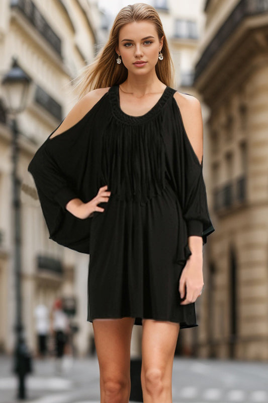 MIMI KIMONO DRESS (BLACK)-D6759