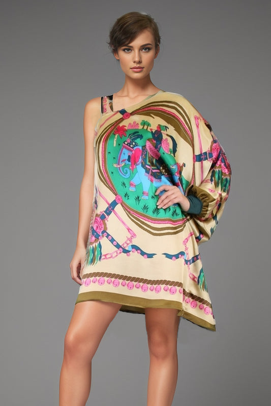 ELI CAFTAN DRESS (IVORY MULTI)-D7224