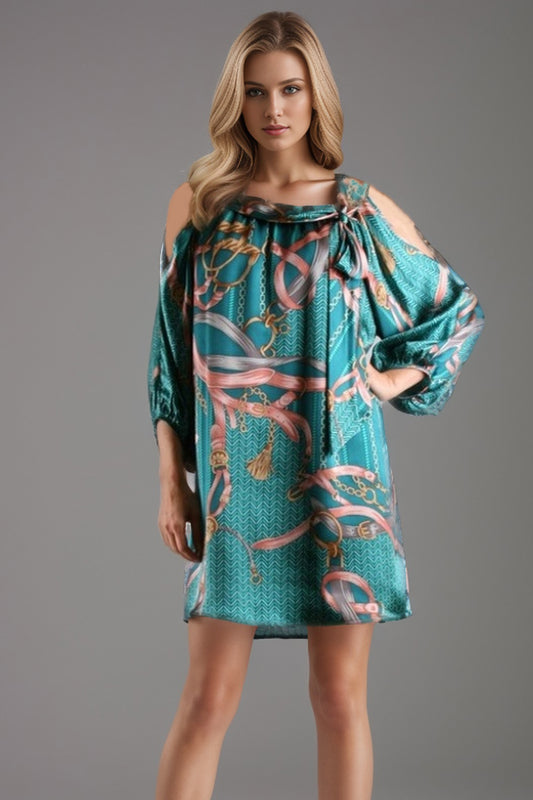 DIANE SMOCK DRESS(TEAL)-D7646