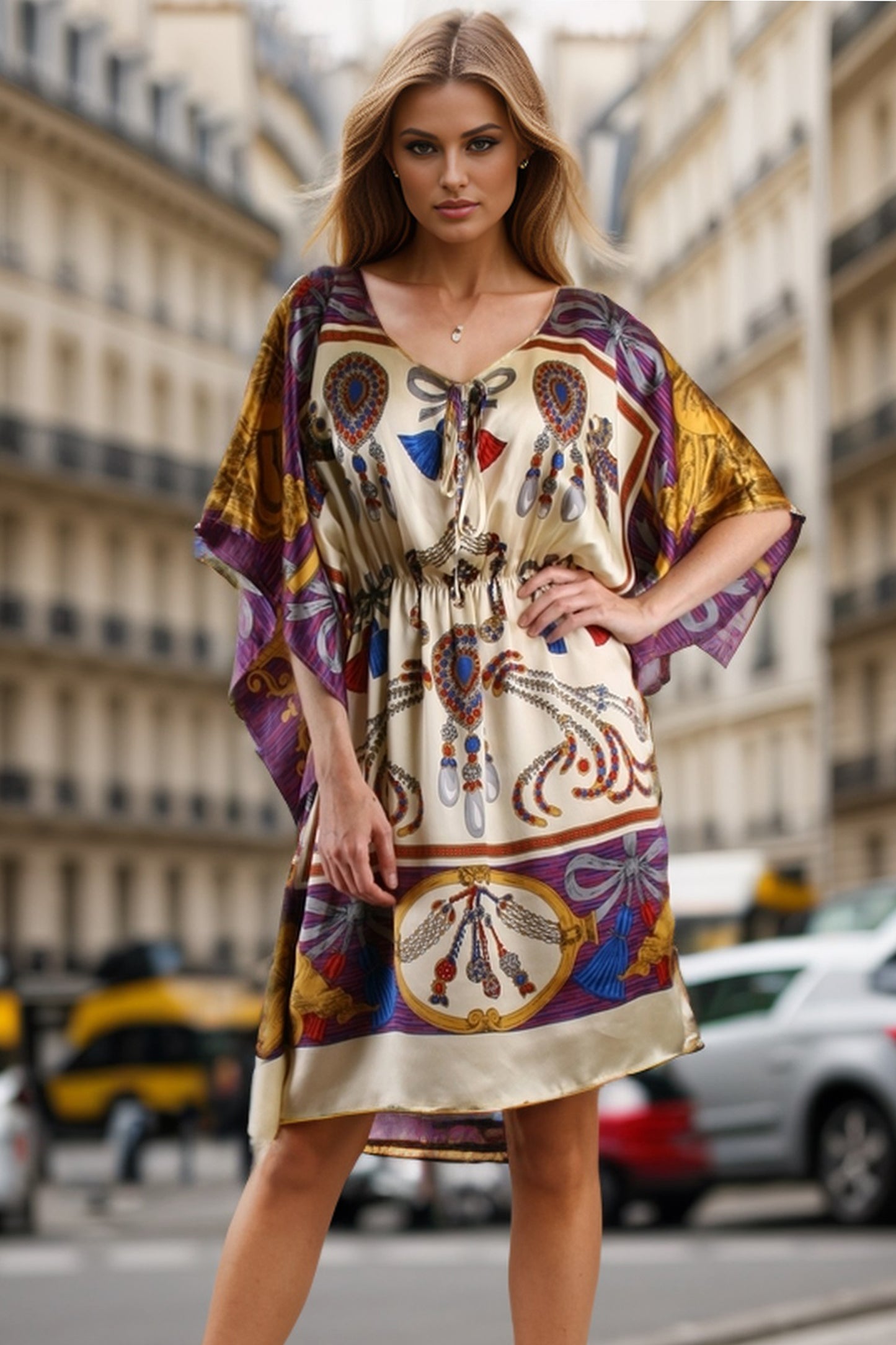 HEMINGWAY CAFTAN DRESS (IVORY)-D7766