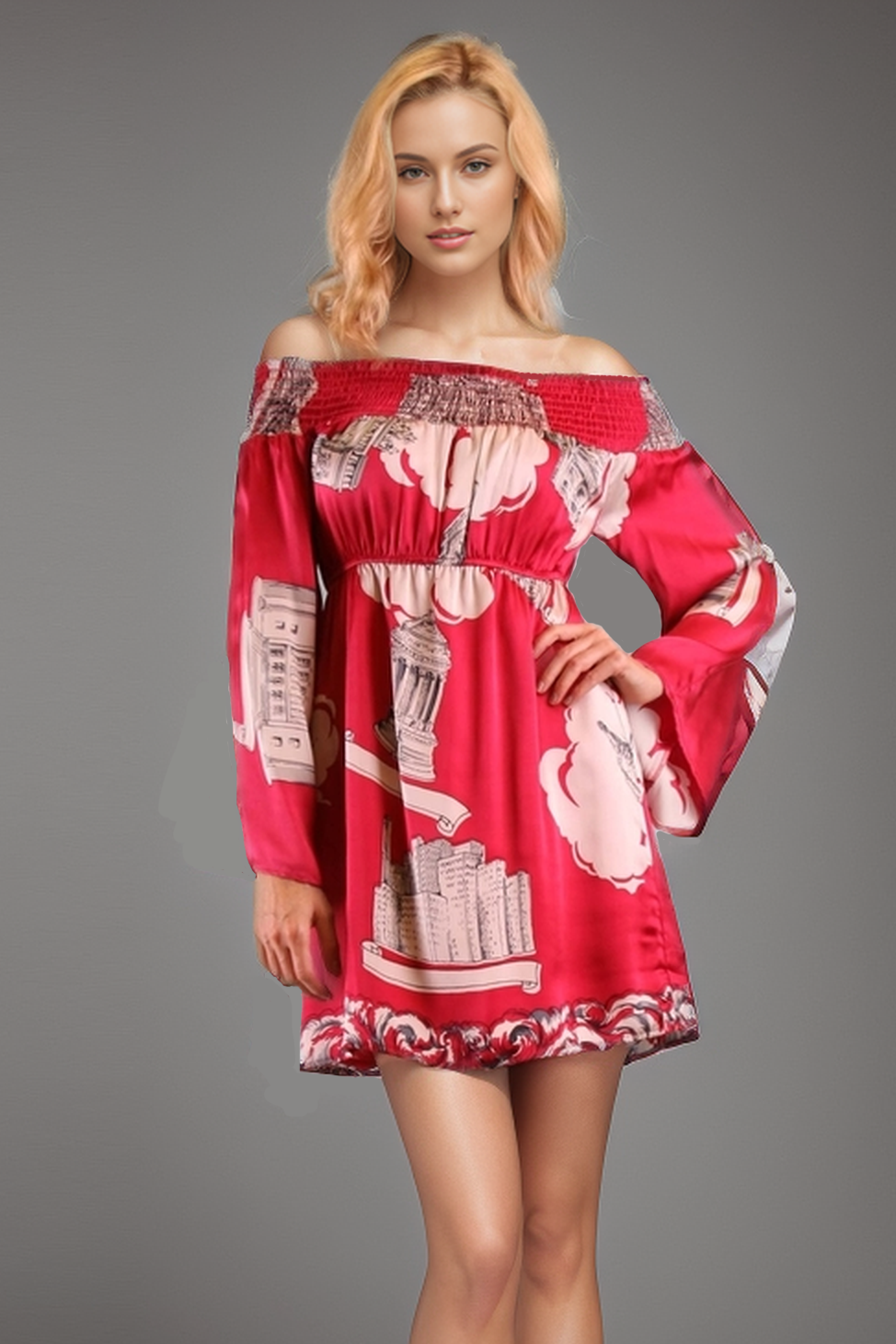 AUGUST  LONG SLEEVE DRESS (RED)-D8060