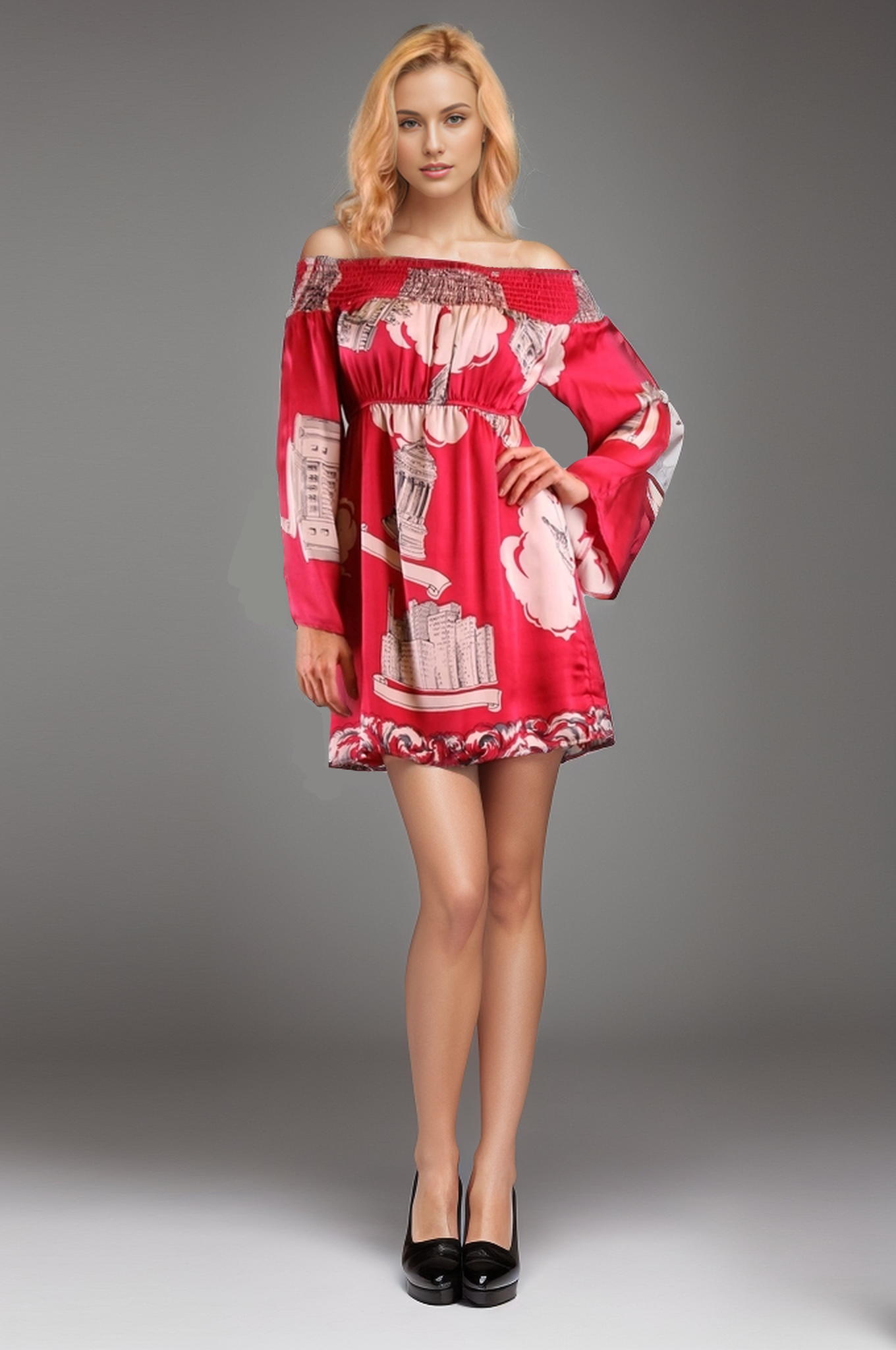 AUGUST  LONG SLEEVE DRESS (RED)-D8060