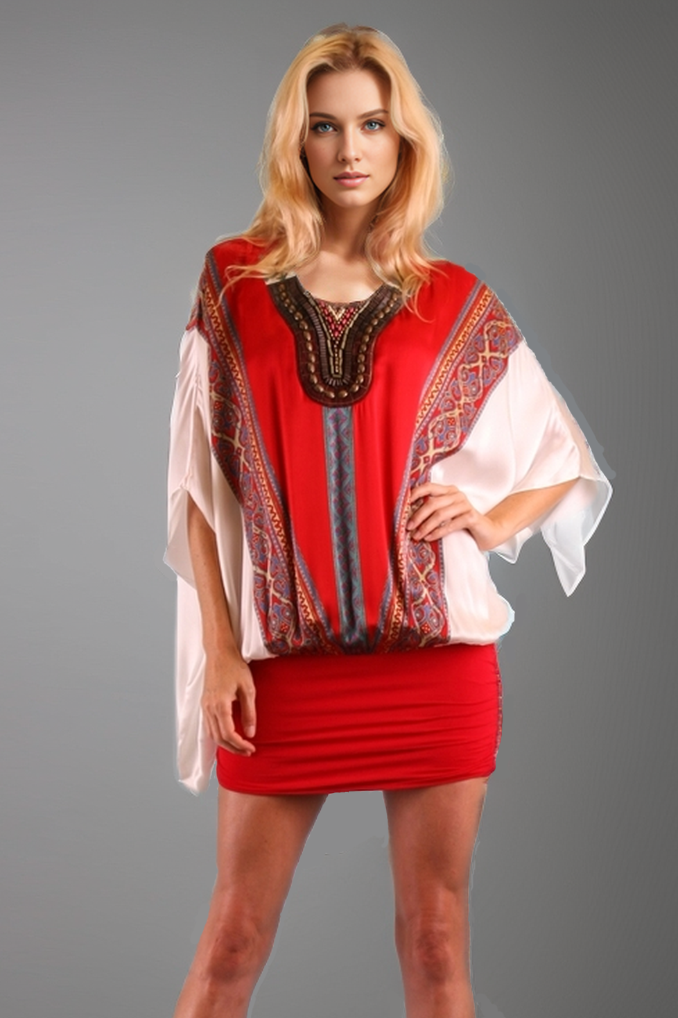 ATHENA BLOUSON DRESS (RED)- D8512