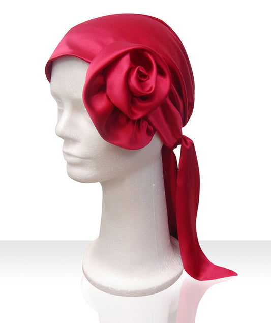 FASHION SILK HEAD SCARF-HS ROSE