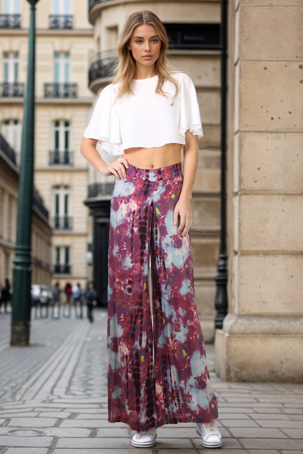 TAMARA PANTS (WINE TIE DYE)-P9425