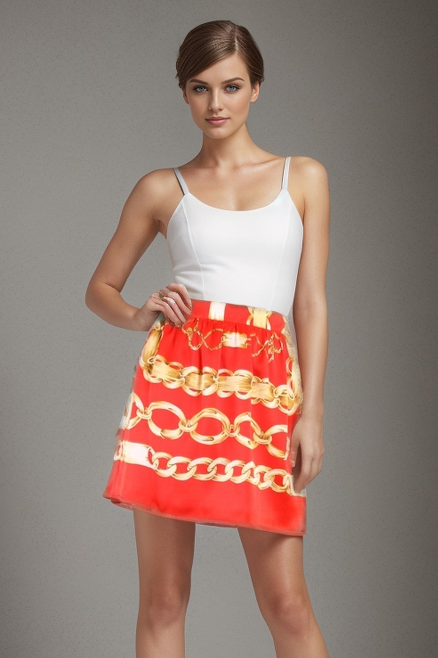 CHAIN SKIRT (RED)-S7415