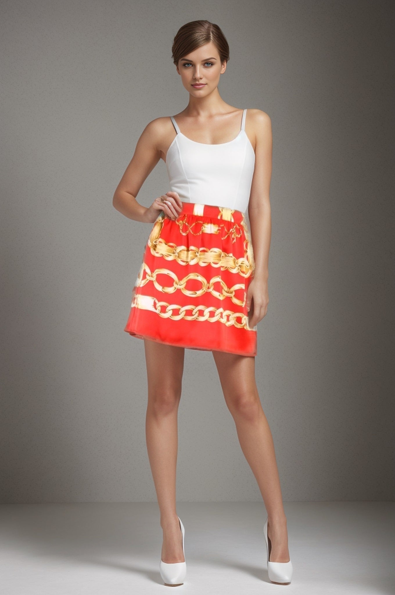 CHAIN SKIRT (RED)-S7415