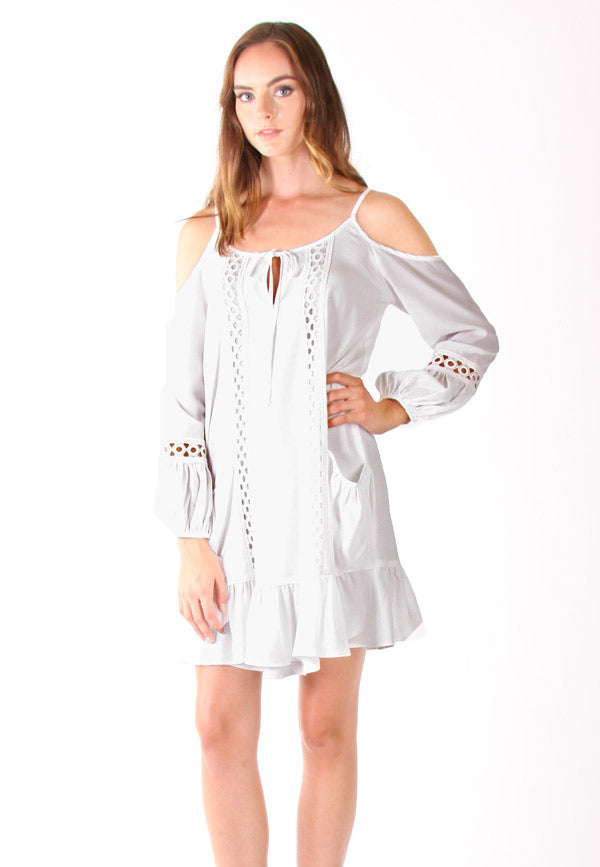 SAMIRA OPEN SHOULDER DRESS (WHITE)-VD1225