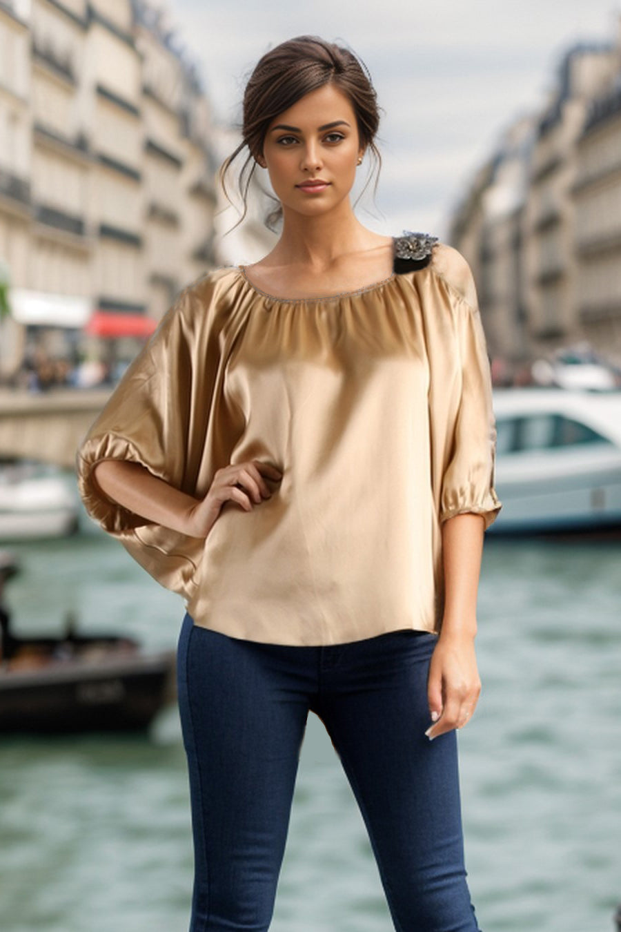 PAULA BLOUSE (GOLD)-T7445