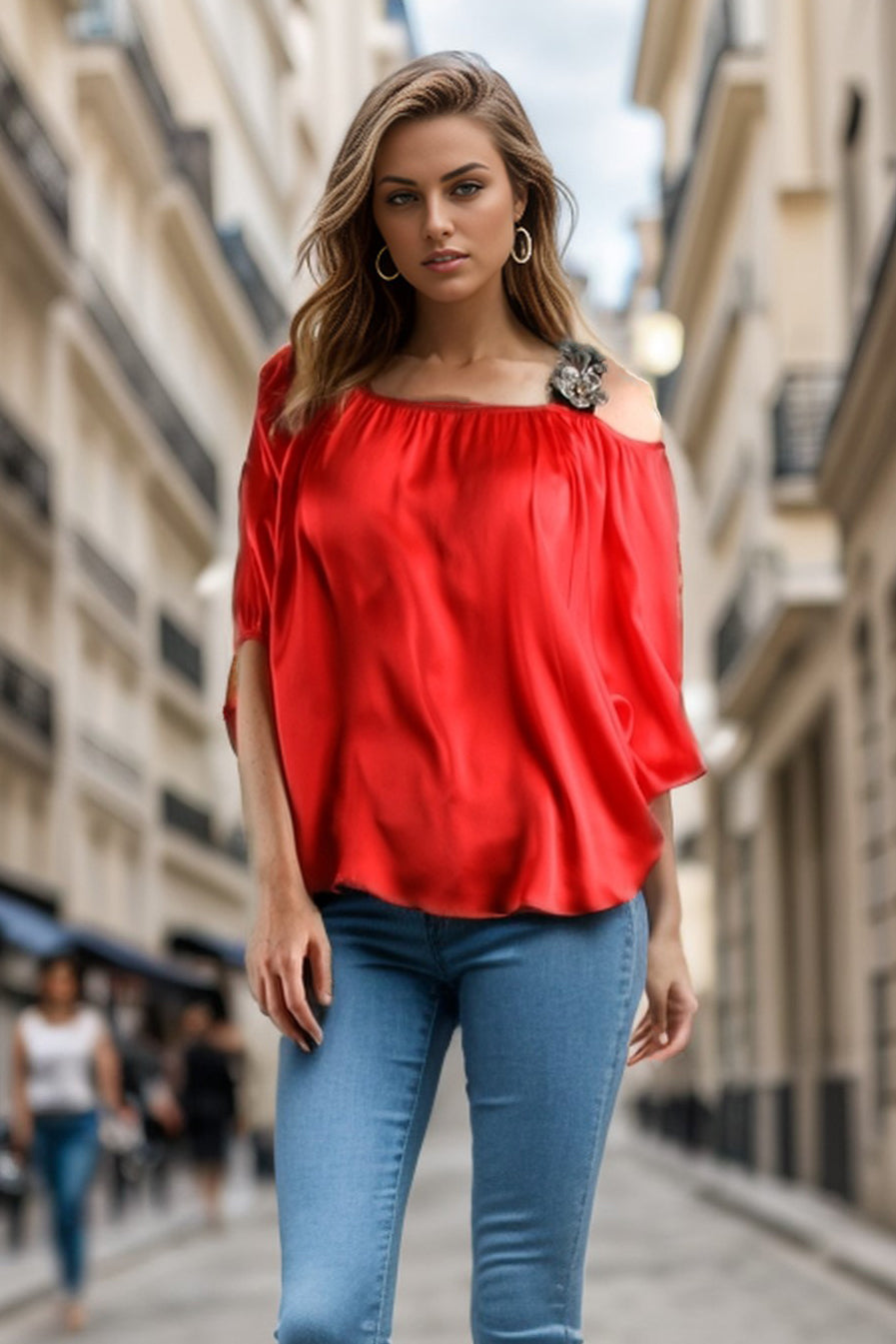 PAULA BLOUSE (RED)-T7445