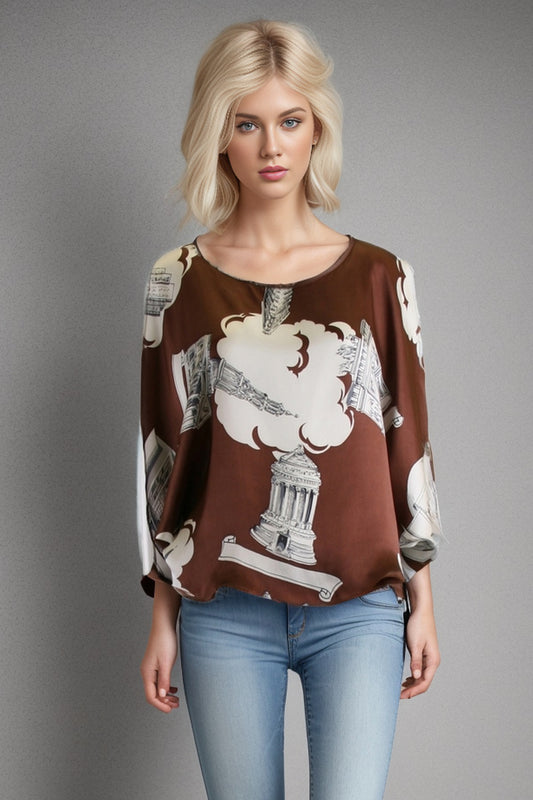 AUGUST BLOUSE (BROWN)-T8060