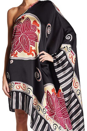 PONCHO SILK DRESS (BLACK)- VD1642