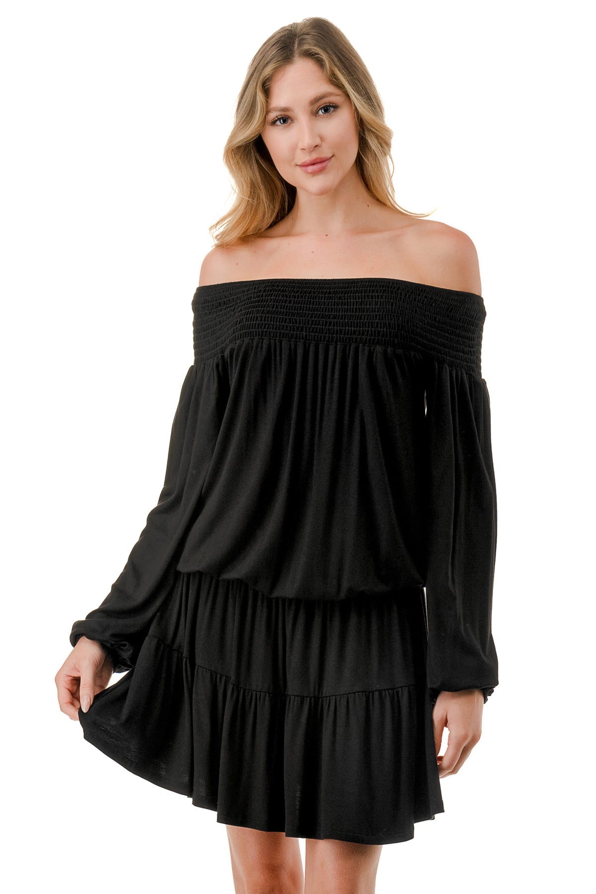 MARGO OFF SHOULDER DRESS (BLACK)- VD2813