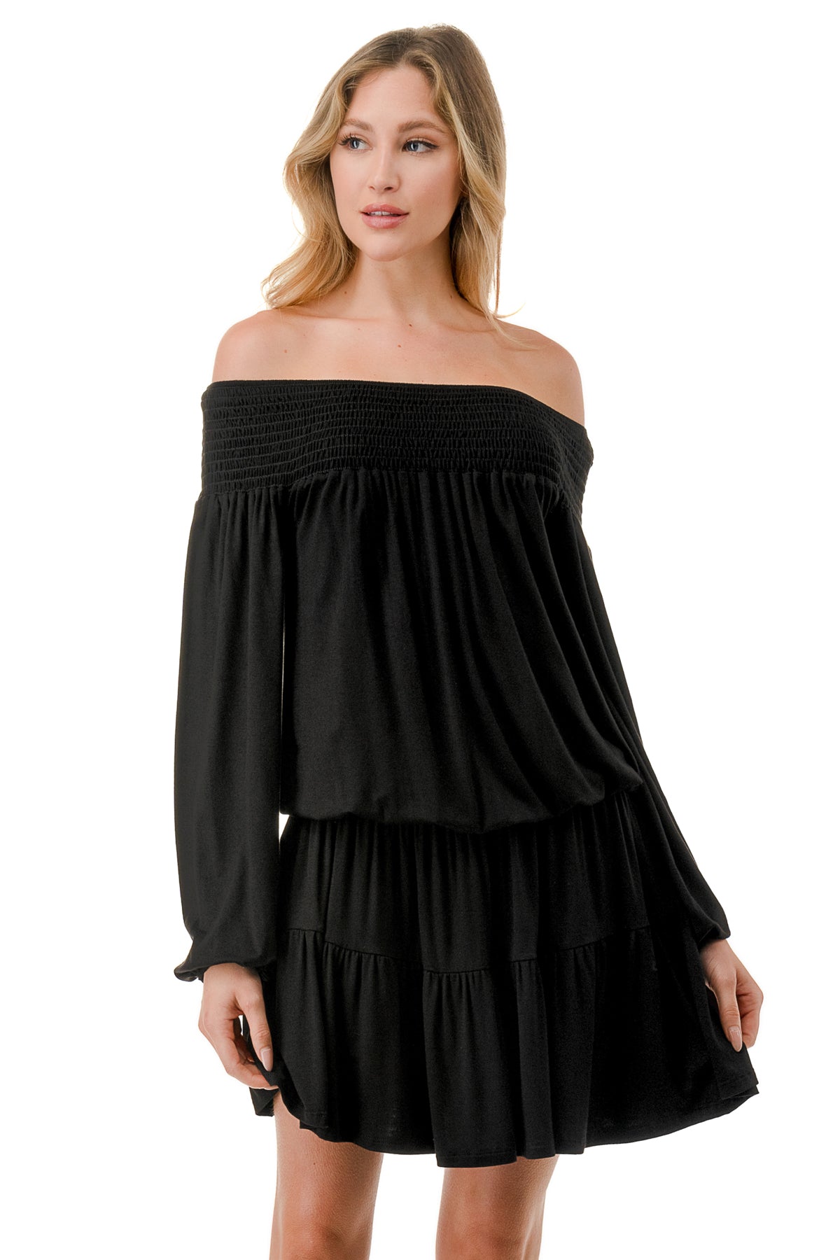 MARGO OFF SHOULDER DRESS (BLACK)- VD2813