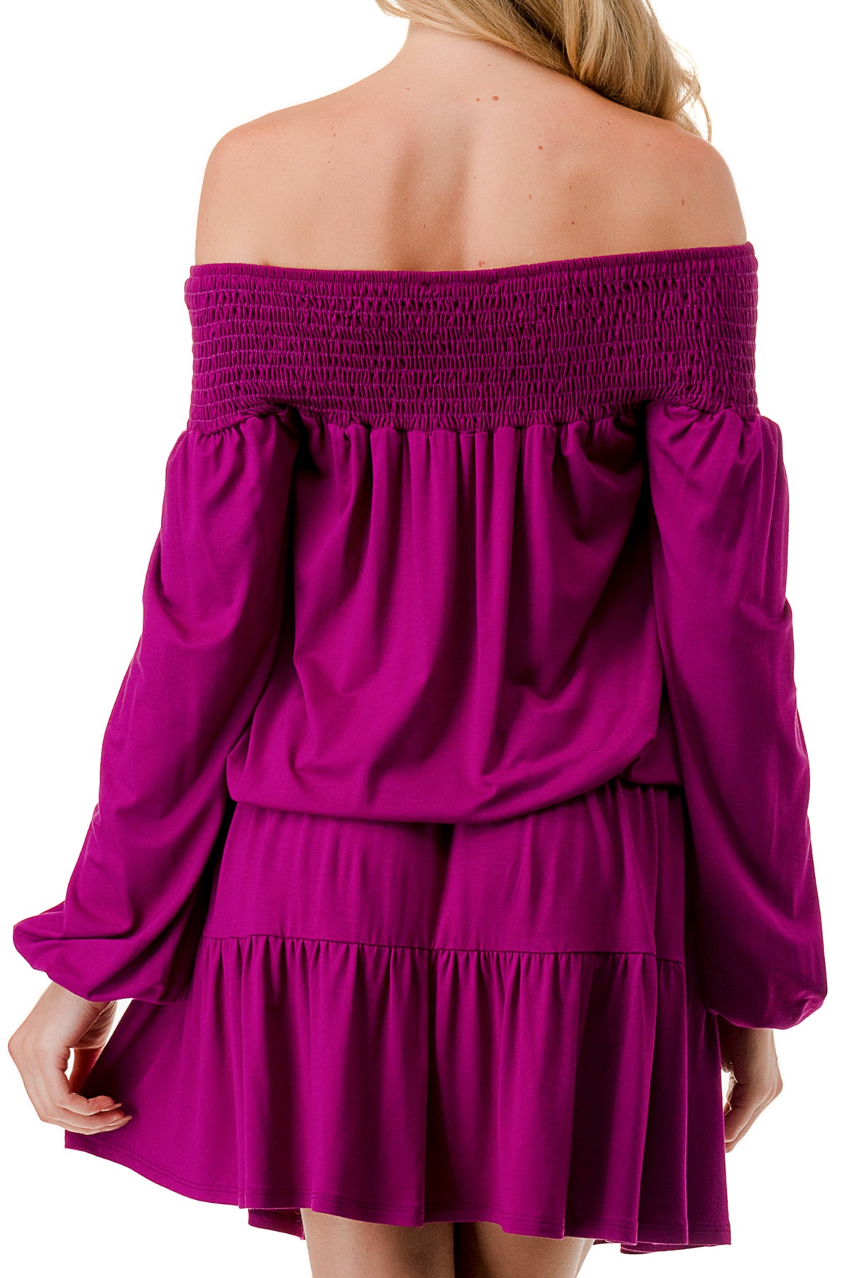 Pre-Order: 2023/09/15 MARGO OFF SHOULDER DRESS (MAGENTA)- VD2813