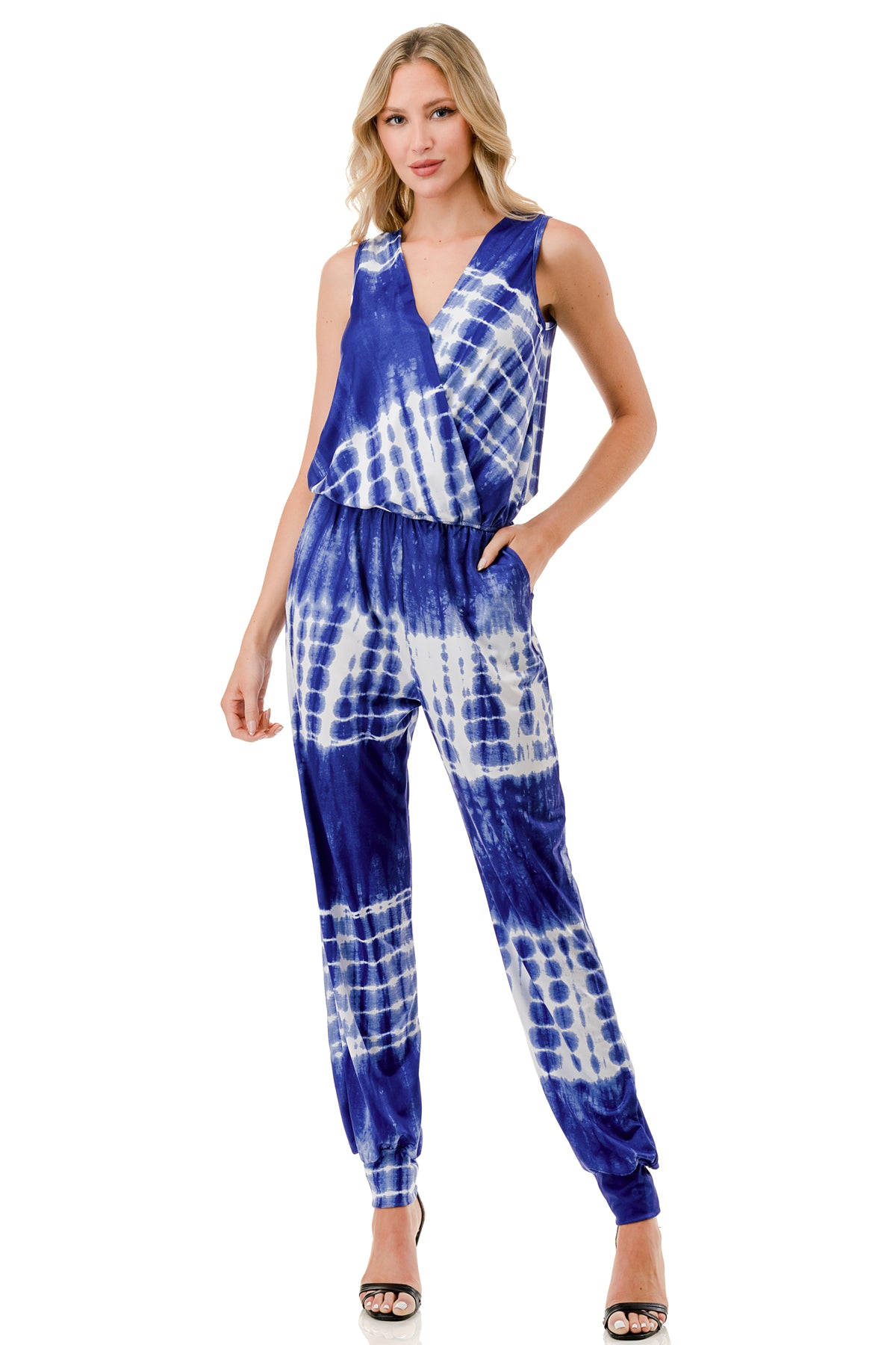 EMBER SLEEVELESS JUMPSUITS (BLUE TIE DYE)- VD3067