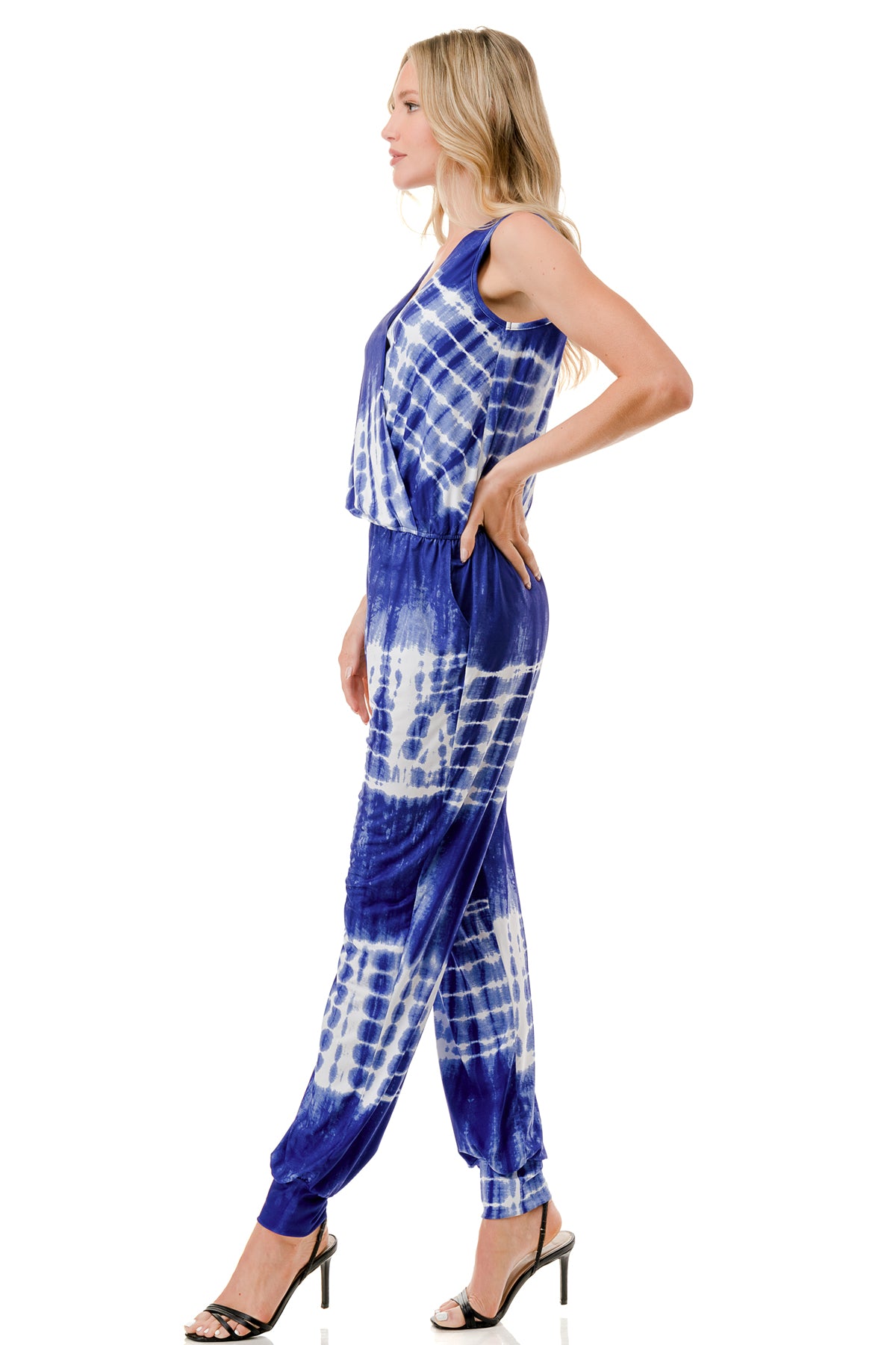 EMBER SLEEVELESS JUMPSUITS (BLUE TIE DYE)- VD3067