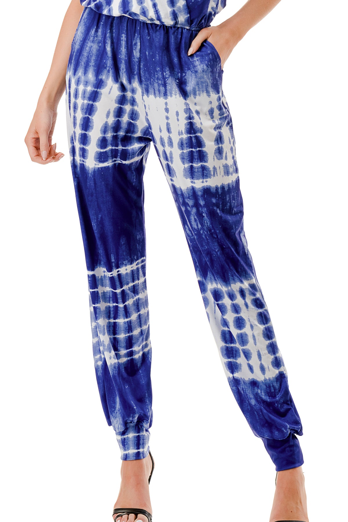 EMBER SLEEVELESS JUMPSUITS (BLUE TIE DYE)- VD3067