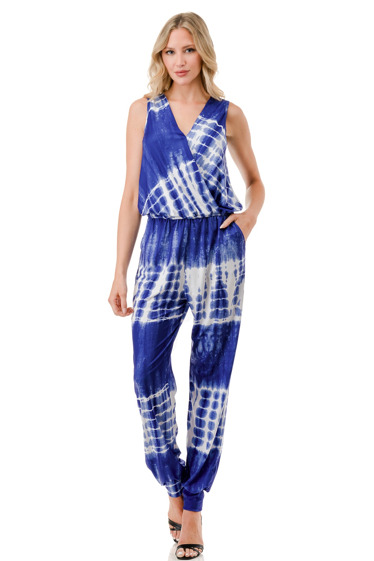 EMBER SLEEVELESS JUMPSUITS (BLUE TIE DYE)- VD3067