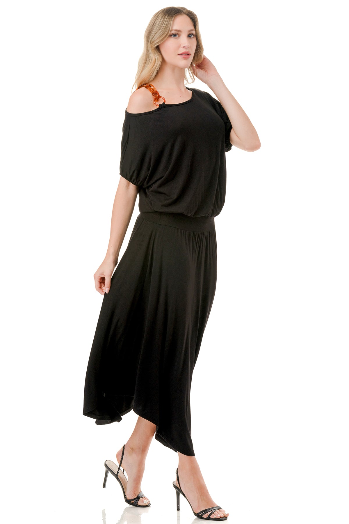 LOUISA ONE SHOULDER DRESS (BLACK)- VD3295