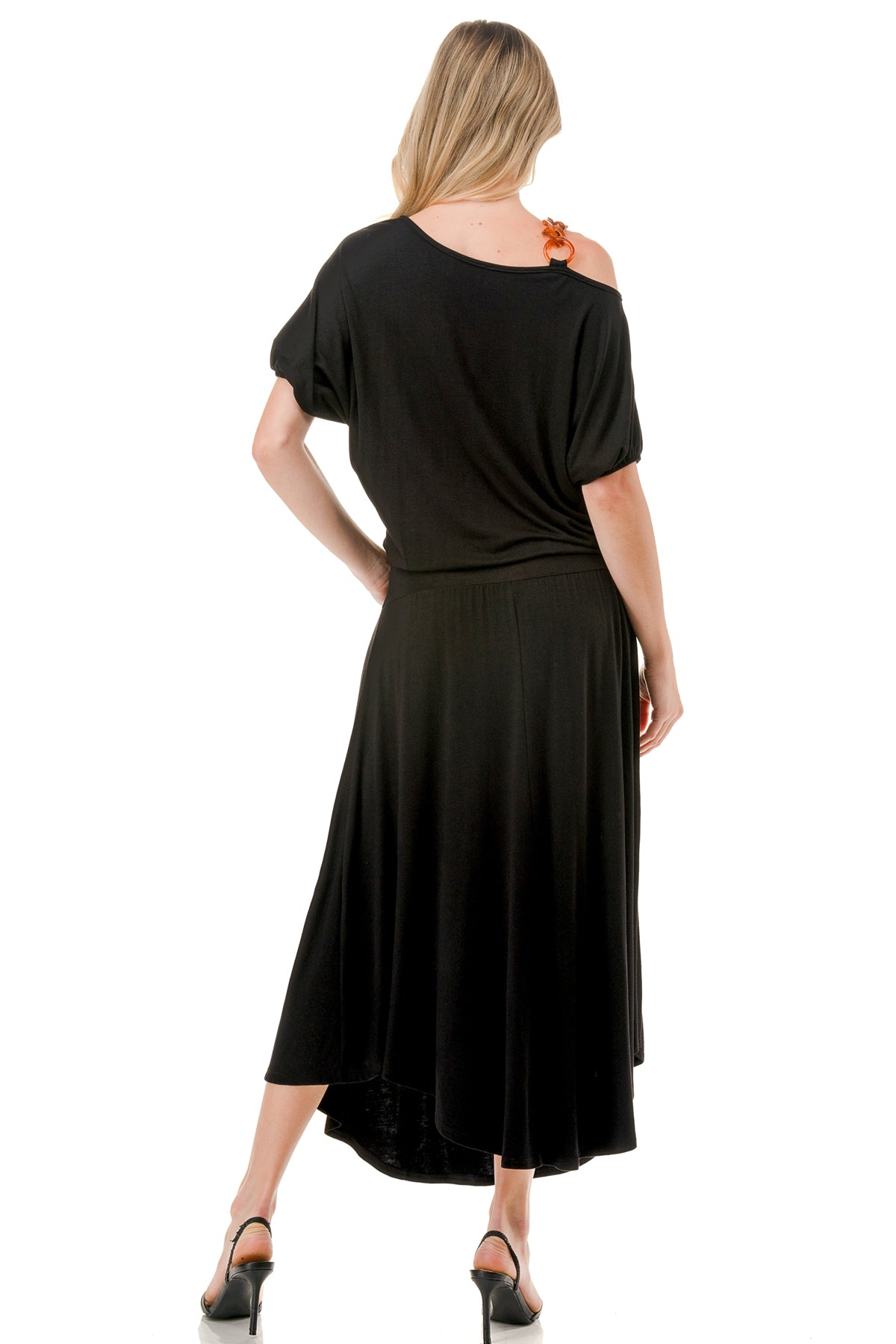 LOUISA ONE SHOULDER DRESS (BLACK)- VD3295