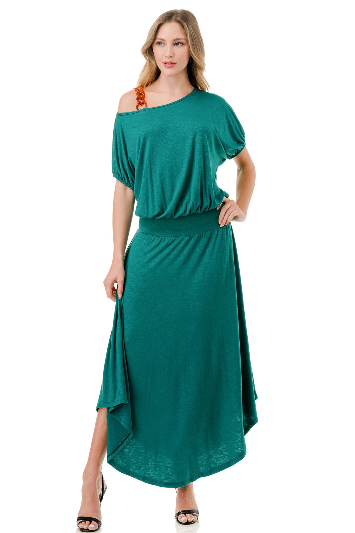 LOUISA ONE SHOULDER DRESS (KELLY GREEN)- VD3295