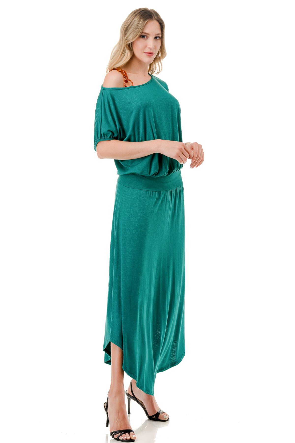 LOUISA ONE SHOULDER DRESS (KELLY GREEN)- VD3295