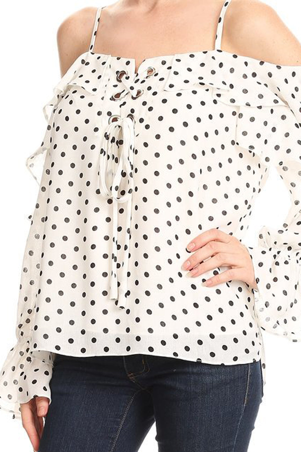 AURELIA TOP (WHITE POLKA DOT)- VT2071