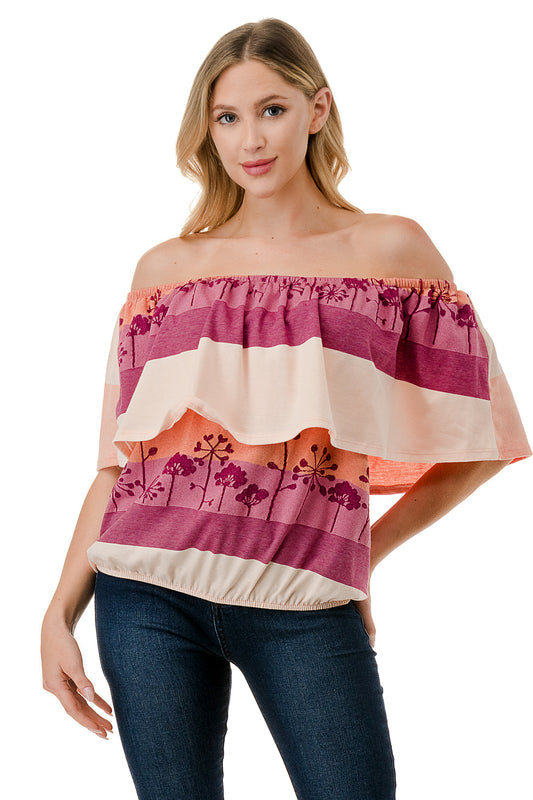 ALIVIA TUBE TOP (MAGENTA CORAL MULTI STRIPE)- VT2499