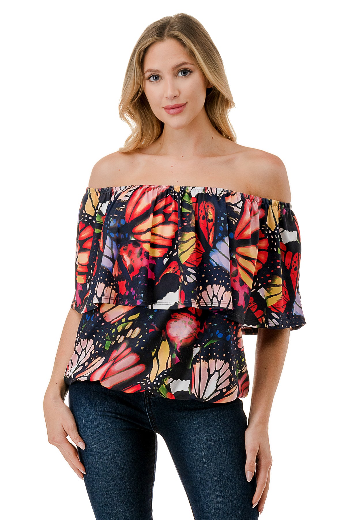 ALIVIA TUBE TOP (MULTI BUTTERFLY)- VT2499