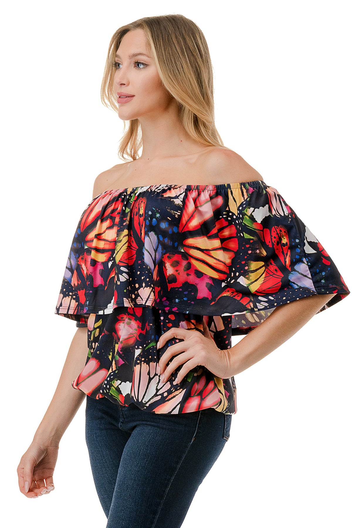 ALIVIA TUBE TOP (MULTI BUTTERFLY)- VT2499