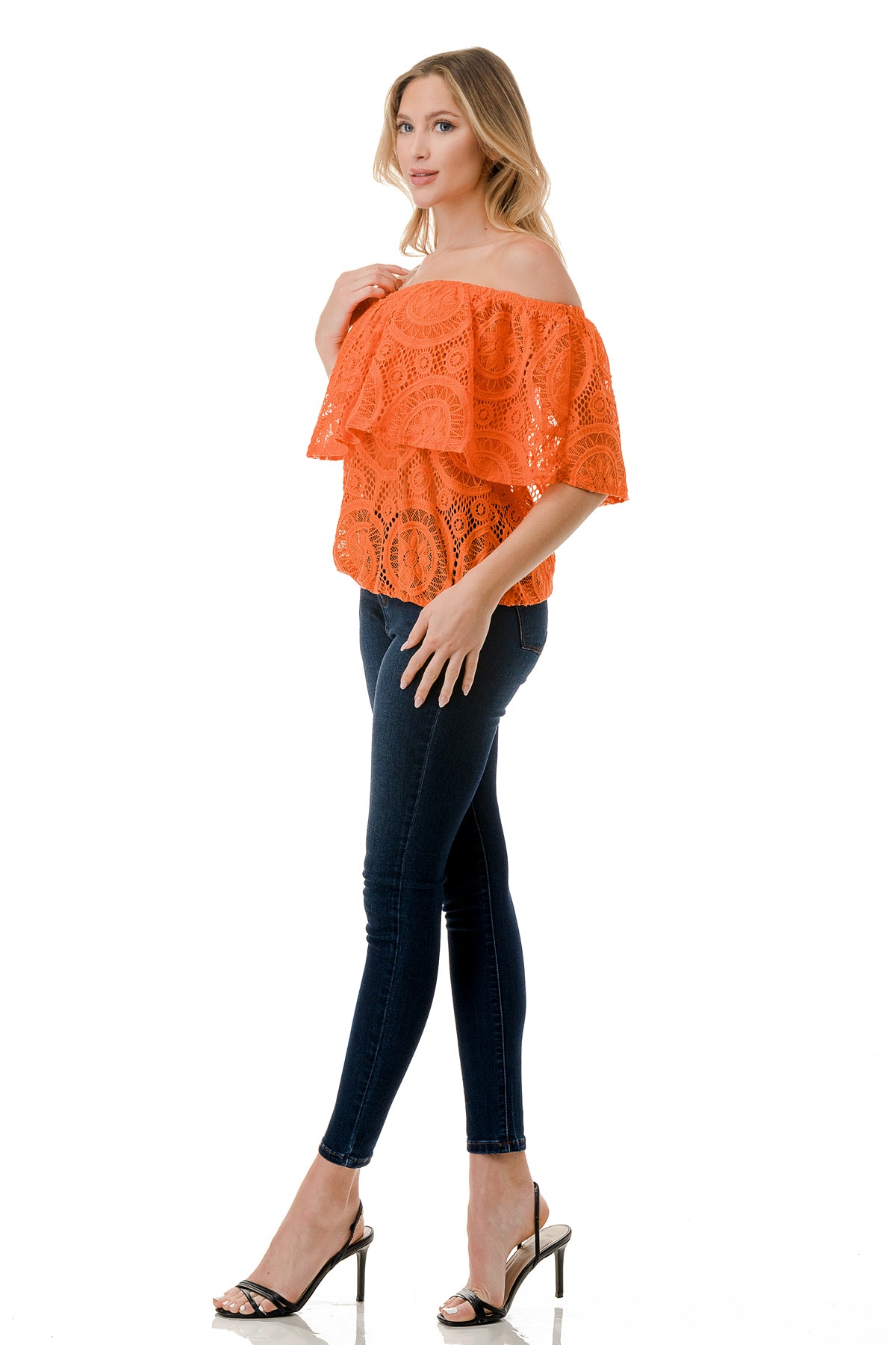 ALIVIA TUBE TOP (ORANGE LACE)- VT2499