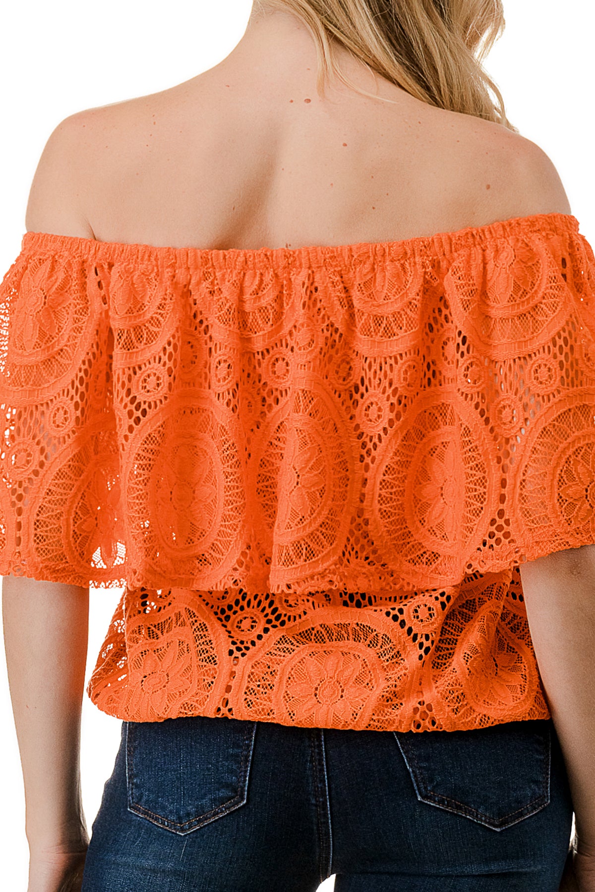 ALIVIA TUBE TOP (ORANGE LACE)- VT2499