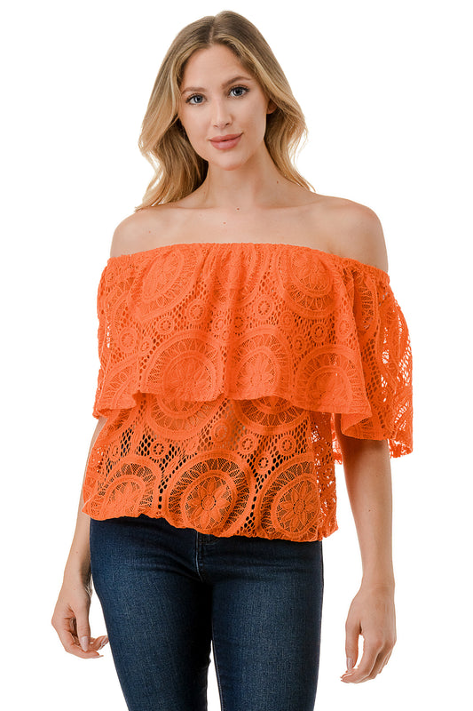 ALIVIA TUBE TOP (ORANGE LACE)- VT2499