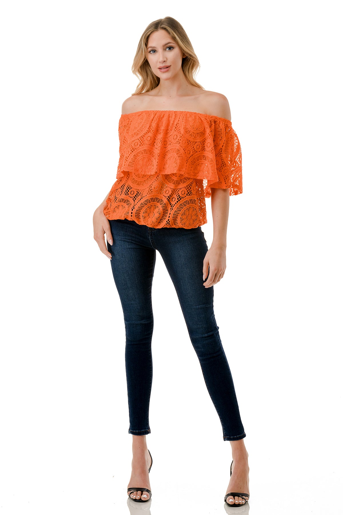 ALIVIA TUBE TOP (ORANGE LACE)- VT2499