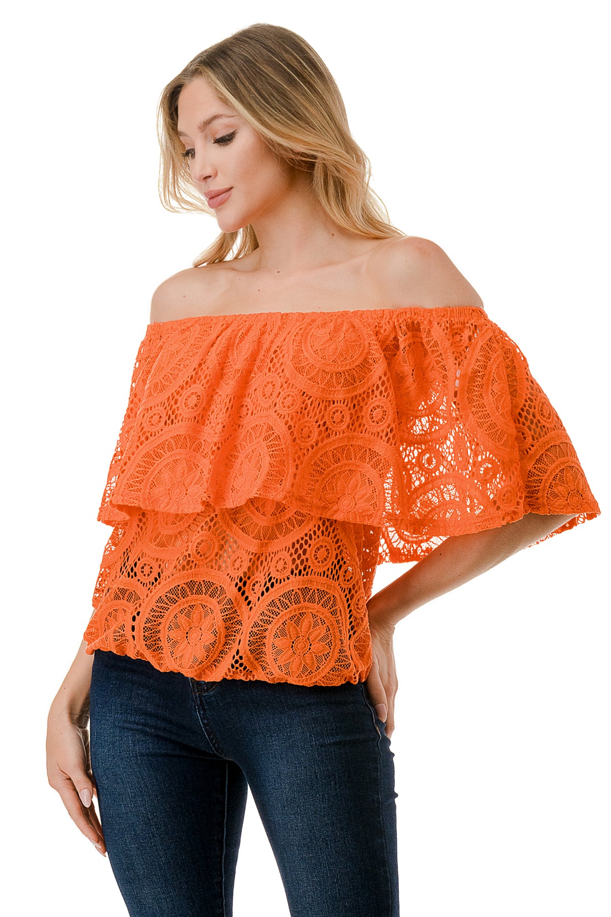 ALIVIA TUBE TOP (ORANGE LACE)- VT2499