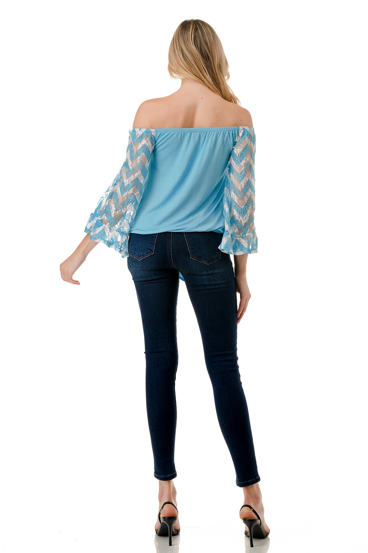 HARRIET OFF SHOULDER TOP (ELECTRIC BLUE / BLUE CHEVRON)- VT2509