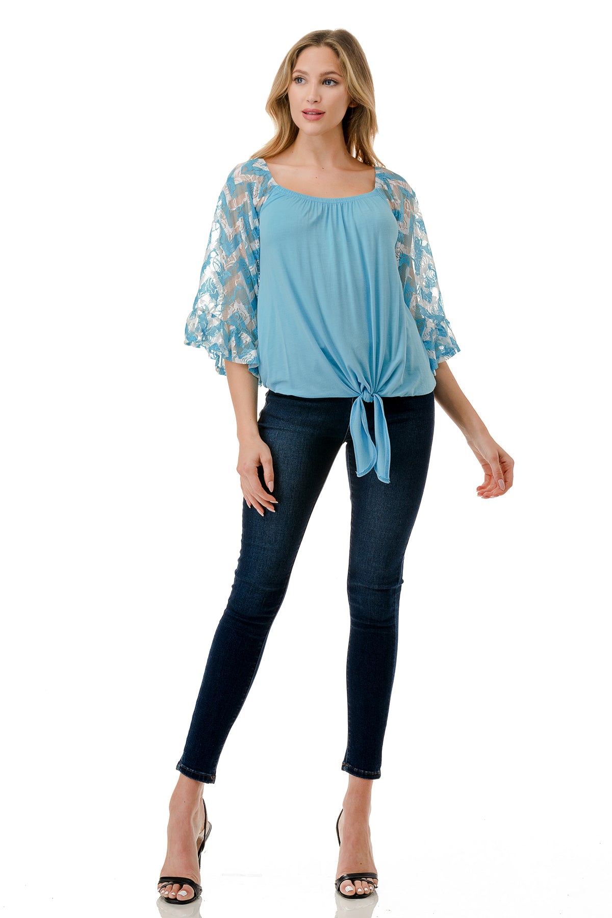 HARRIET OFF SHOULDER TOP (ELECTRIC BLUE / BLUE CHEVRON)- VT2509