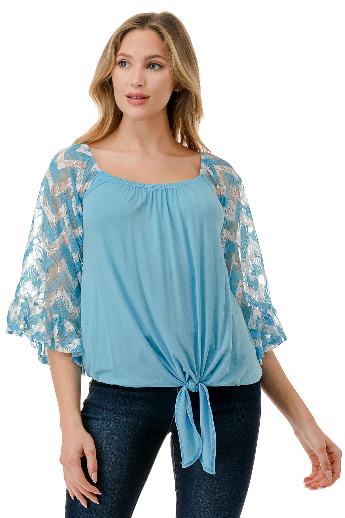 HARRIET OFF SHOULDER TOP (ELECTRIC BLUE / BLUE CHEVRON)- VT2509