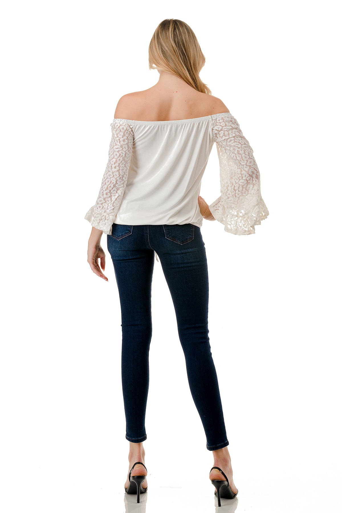 HARRIET OFF SHOULDER TOP (IVORY / IVORY LACE)- VT2509