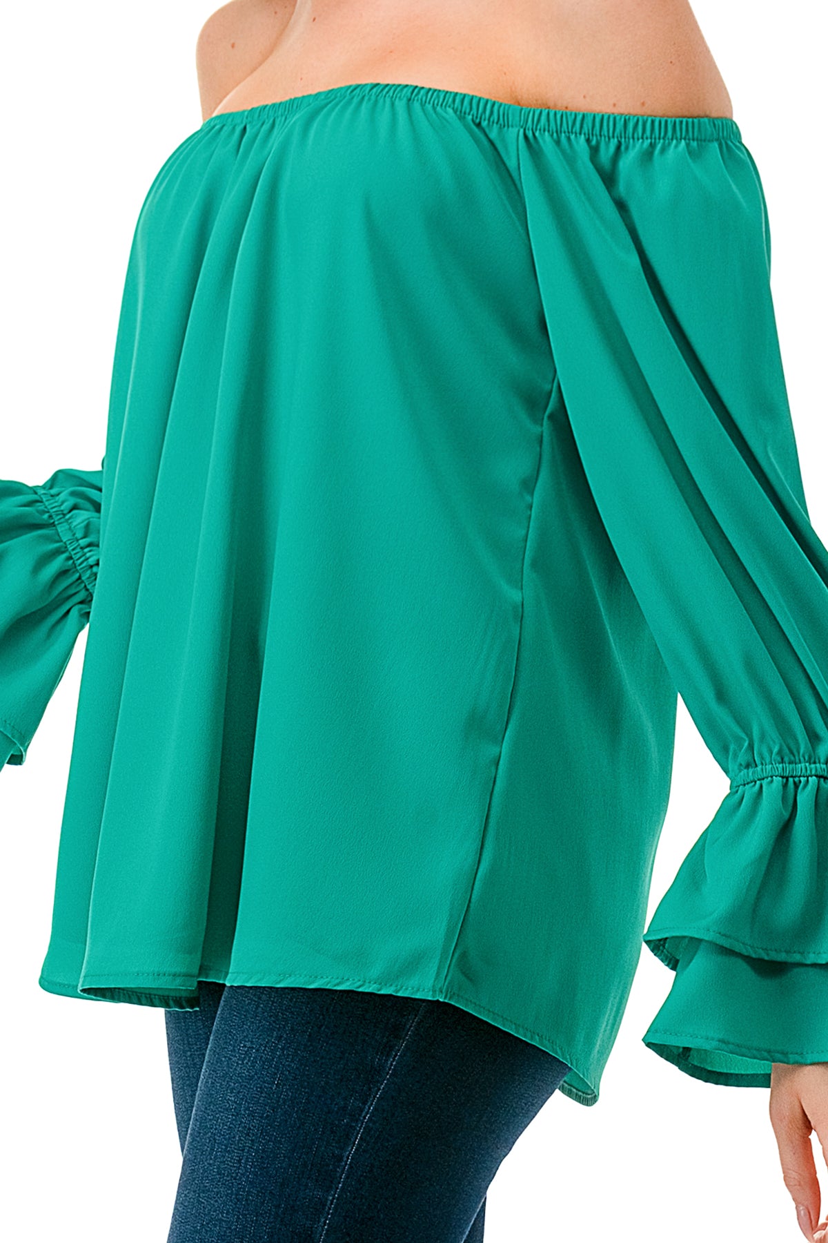 FRANCES OFF SHOULDER TOP (GREEN)- VT3160