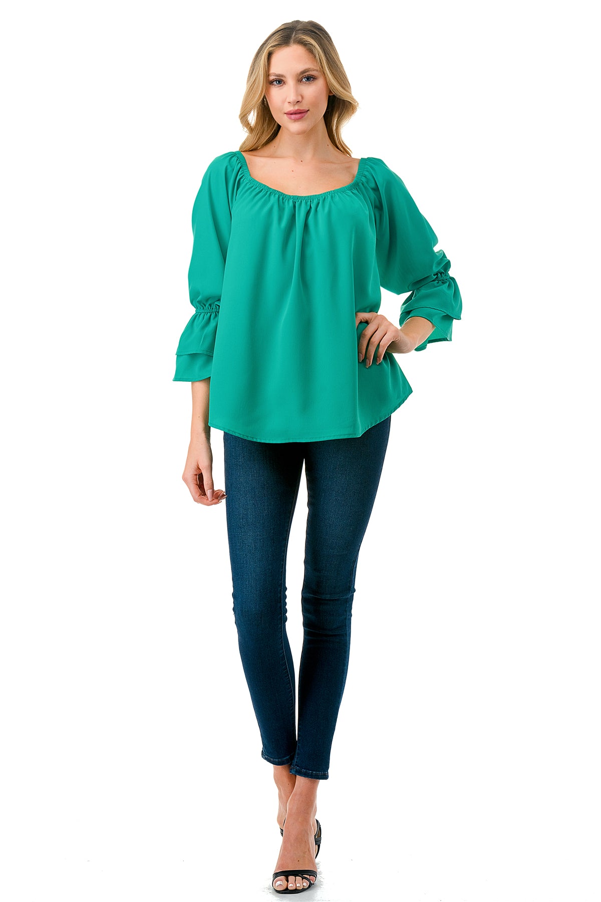 FRANCES OFF SHOULDER TOP (GREEN)- VT3160