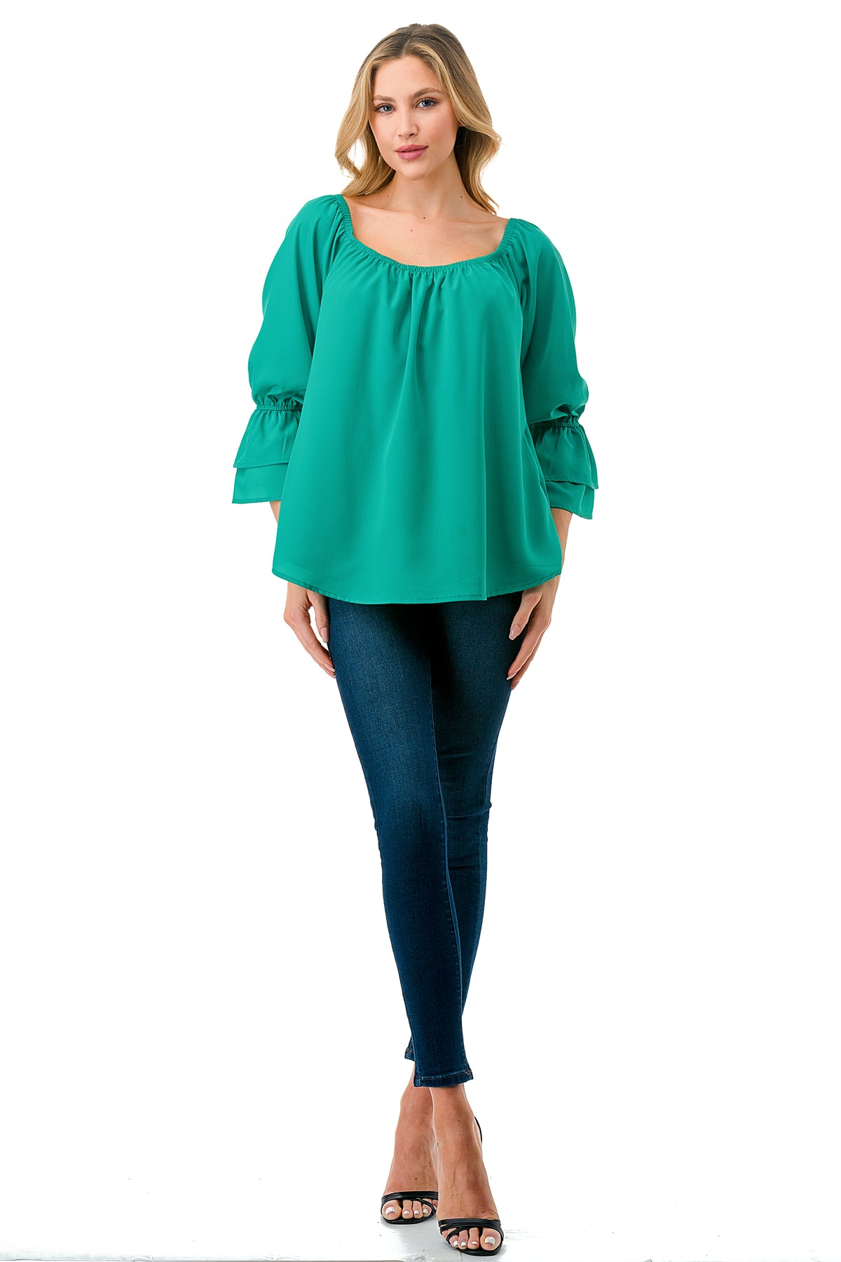 FRANCES OFF SHOULDER TOP (GREEN)- VT3160