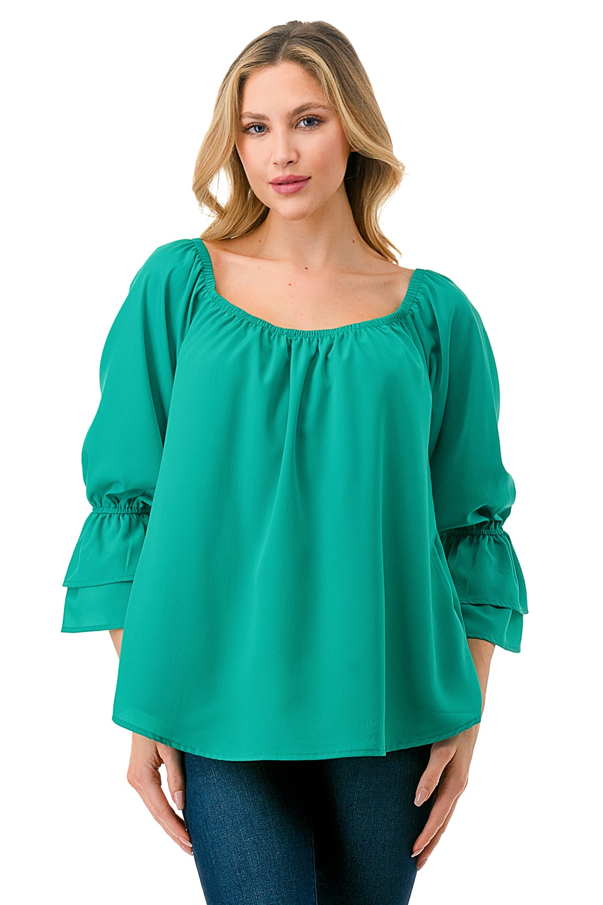 FRANCES OFF SHOULDER TOP (GREEN)- VT3160