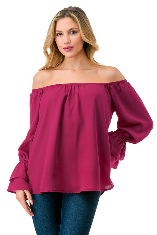 FRANCES OFF SHOULDER TOP (MAGENTA)- VT3160