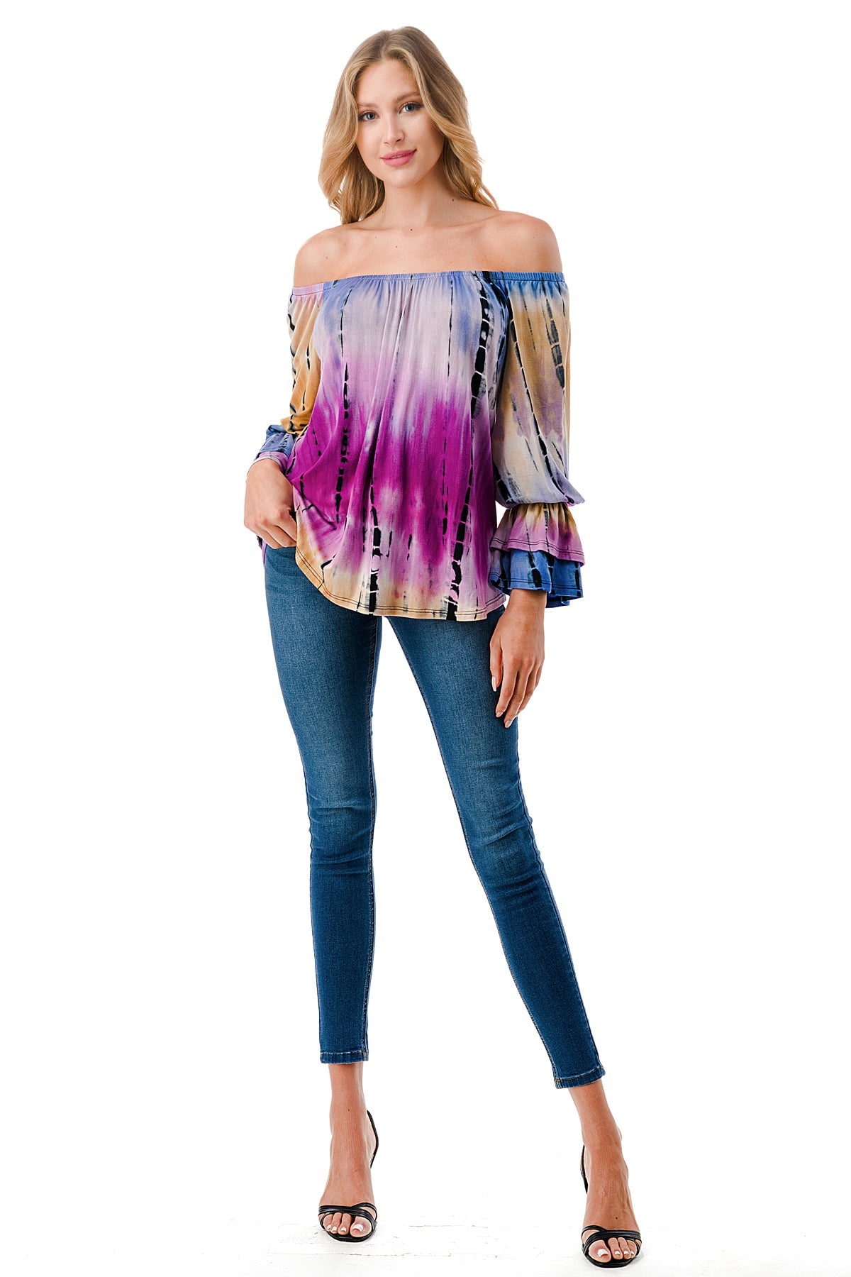 FRANCES OFF SHOULDER TOP (MULTI TIE DYE)- VT3160