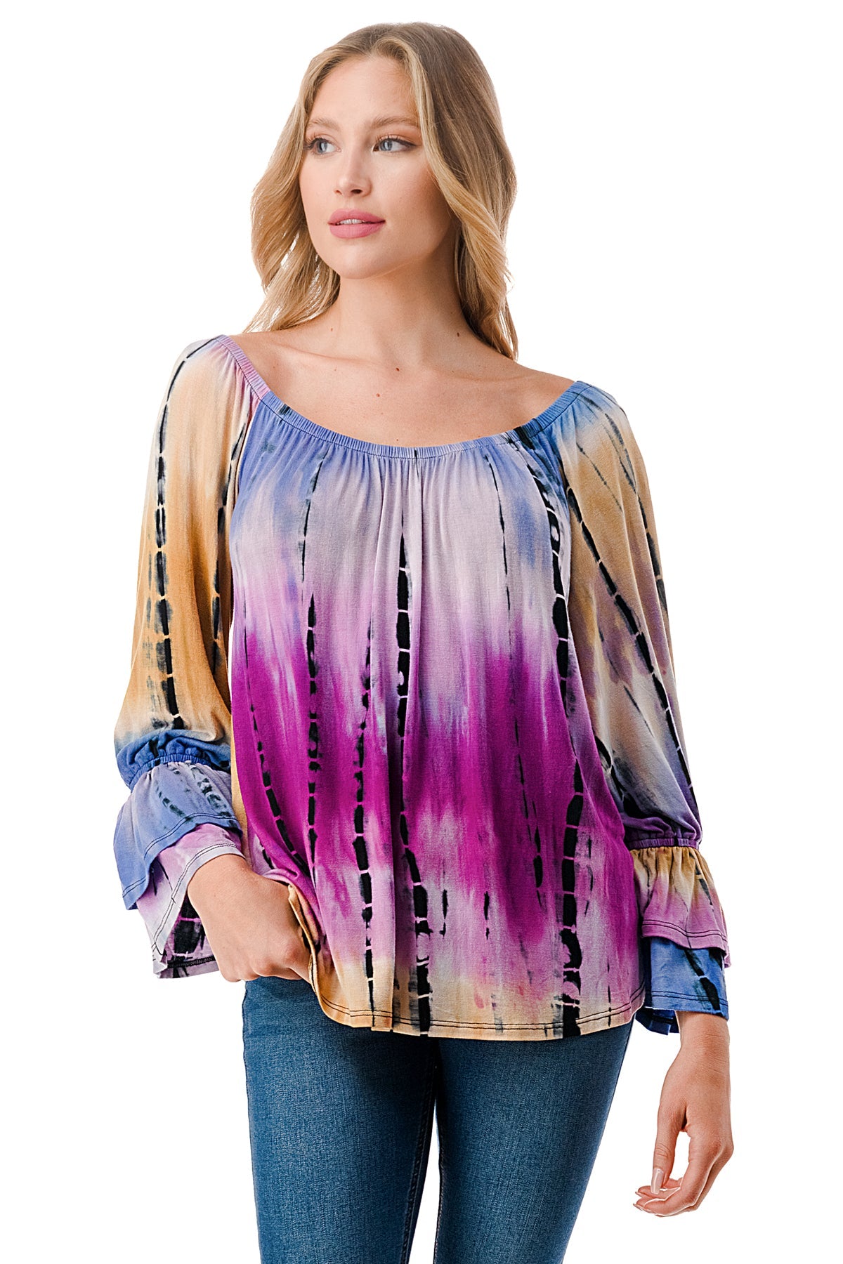 FRANCES OFF SHOULDER TOP (MULTI TIE DYE)- VT3160